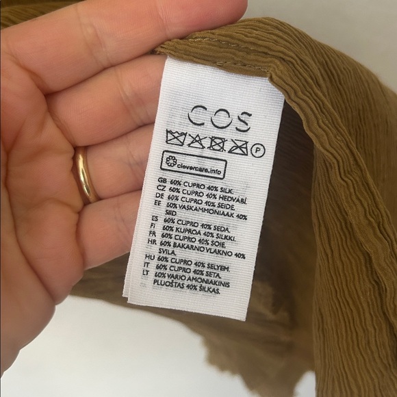 COS Cupro-Silk Mix Cowl Neck Plisse racerback sleeveless tank top sz small 36 - Picture 7 of 9